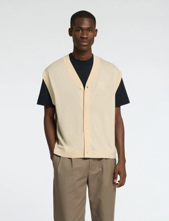 Selected Slhtray Knit Merino Vest Cardigan Ex - Cream - XL