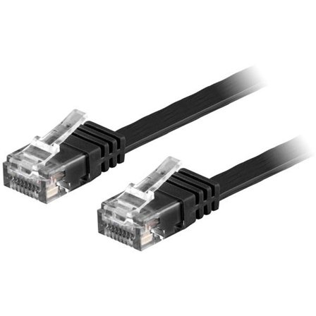 DELTACO U/UTP Cat6 patch cable, flat, 7m, 250MHz, 7m - black