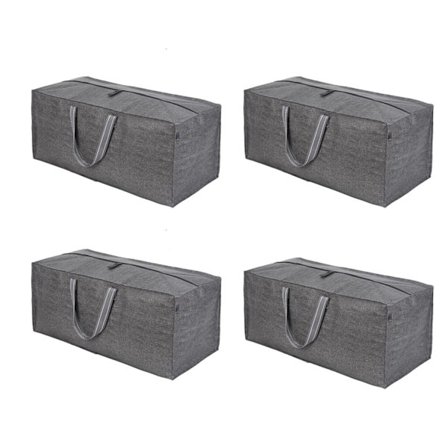 4-pak ekstra store grå flyttetasker, lynlås, kraftig opbevaringstaske, alternativ til papkasseopbevaring, tøjopbevaringstaske, rejsetasker, lab