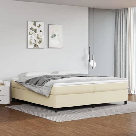 Maison Exclusive - Sängbotten med lammelägen och Madrass Creme 200x200cm Syntetläder