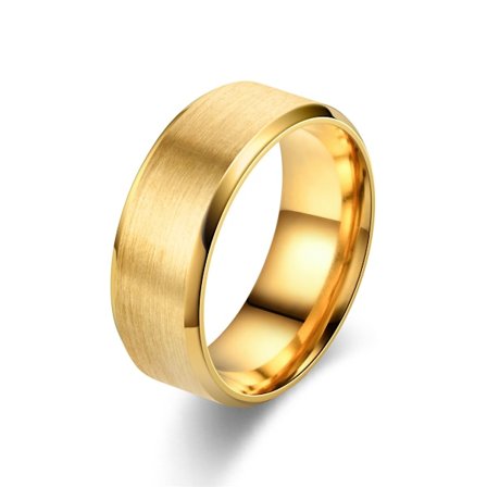 Borstad Ring Rostfritt Stål 8mm Guld
