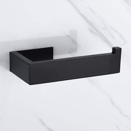 Svart 304 Rostfritt Stål Ingen Borrning Toalettpappershållare Se