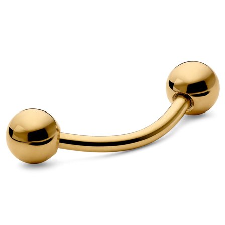 10 mm Curved Ball-Tipped Gold-Tone Surgical Steel Barbell for Men - Ear piercing jewellery