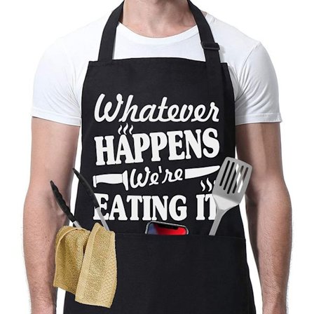 Morsom Svart Herre Farsdagsforkle med Lomme Justerbart Vanntett Kjøkkenforkle