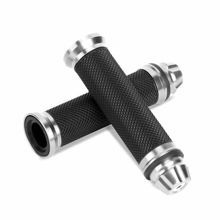 Universal motorsykkel styrehåndtak CNC aluminium gummi (sølv)