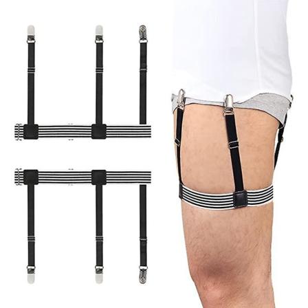 Herrskjorta stannar 1 par, skjorta strumpeband för män Elastisk justerbar skjortahållare Skjortstag med låsande halkfria klämmor black white striped