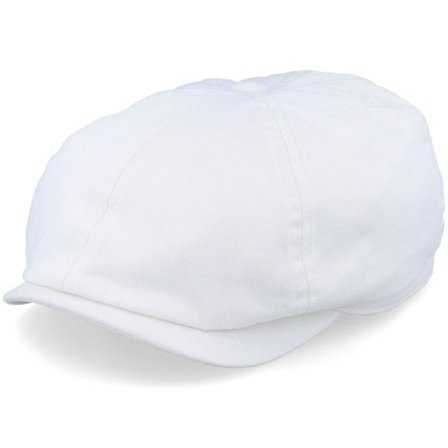 Stetson - Vit flatcap Keps - 6-Panel Cap Cotton Twill White Flat Cap @ Hatstore