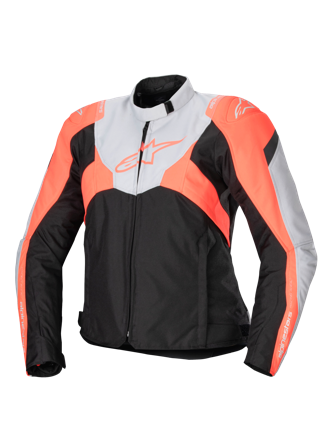 Blouson Moto Femme Alpinestars Stella T-Jaws V4 WP Noir/Gris Glace/Fluo Corail S
