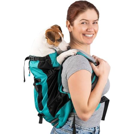 Hunde ryggsekk, justerbar hunde ryggsekk for små og mellomstore hunder, kjæledyr ryggsekk for utendørs turer fotturer klatring reiser (M, blå)