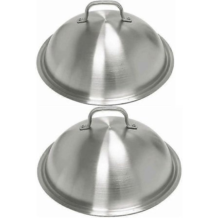 Grillplade Tilbehør Gryde Wok - Kraftig 12 Tommer Rund Stegekuppel - Rustfrit Stål - Ost Smeltekuppel og Dampningslåg - til Brug[YJD]