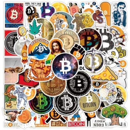 Bitcoin-klistremerker - 50 stk Tegneserie Vanntette Dekaler DIY for Festtilbehør PVC Dekorasjon for Bærbar PC Gitar Gave til Tenåringer Familier 