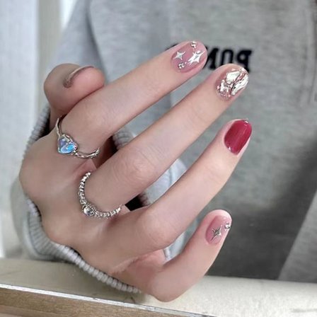 24 kpl False Nails Short Square French