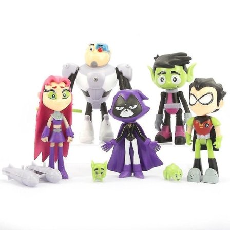 7 stk./sæt Teen Titans Figur Legetøjsbil Kagedekoration Pynt Børnelegetøj