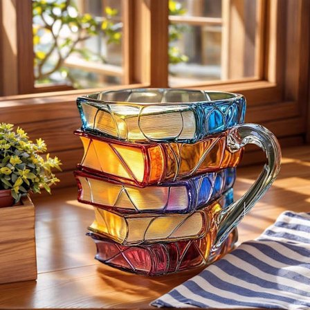 Malte bokkrus, 3D-malte bokkaffekrus, glassmalte kaffekrus – perfekte gaver til lesere, bibliotekarer