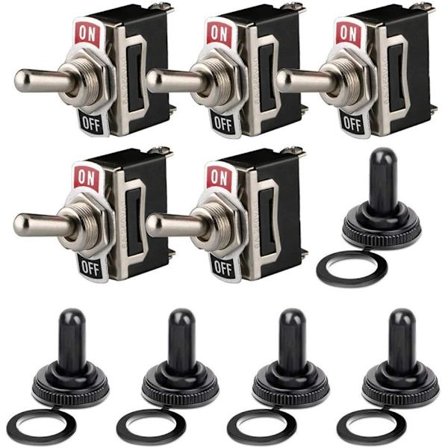 2-växlad vippströmbrytare med vattentätt lock (5-pack)