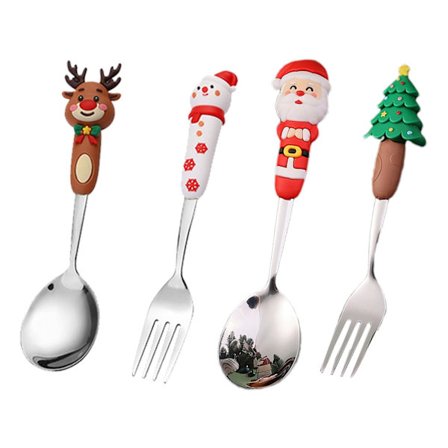 Juleservise, Julebestikksett, Festlig spiseredskapssett, Julegafler og -skjeer i rustfritt stål, Festlig servise, 18,21x18,01x2,49 cm