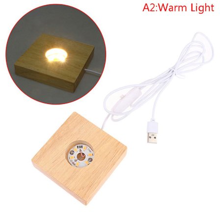Trä LED-ljus Dispaly Sockel Square Nattlampsfot av trä Lig