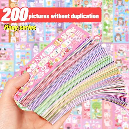100/200 stk. søde klistermærker Kawaii tegneserie laser klistermærke til børn klistermærke diy populære campus studerende dekoration brevpapir 200 PCS
