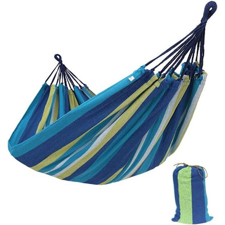 Enkelt/Dobbelt Utendørs Hage Camping Hengekøye, 1/2 Person Hengekøye Lerretet Myk Sving Sove Bærbar med Bæreveske for Terrasse Hage Hage Bakgård