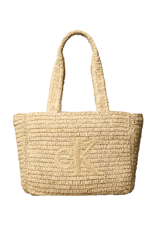 Calvin Klein BOLD CK RAFFIA MEDIUM TOTE Handväskor Dam Vit ONESIZE