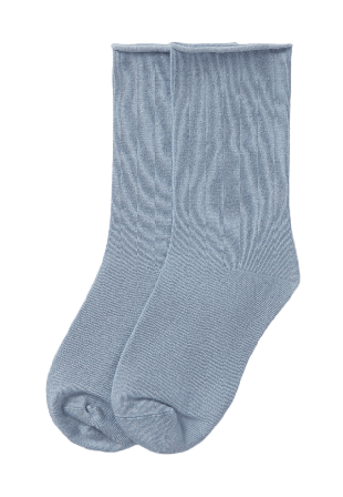 Å WOMAN Bambustrumpor med rullad kant Sockor Blå 36/38