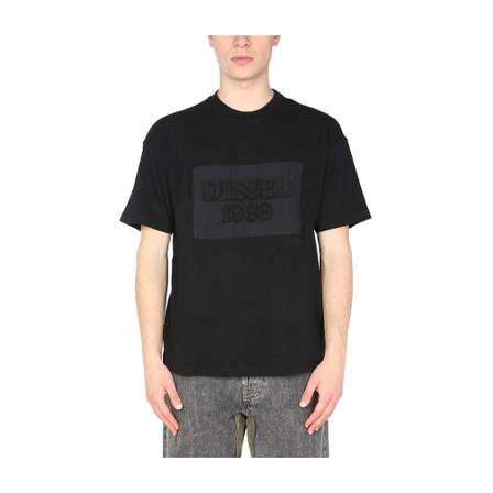 Diesel, Crew Neck T-Shirt Zwart, Heren, Maat:S