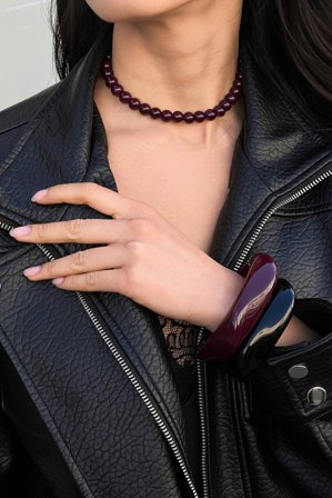 NA-KD Halsband med sten och pärla - Smycken - Burgundy - One Size