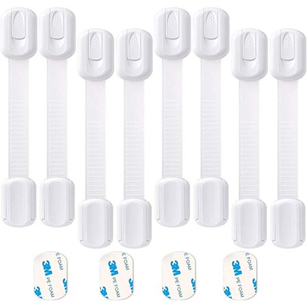 Set med 8 barnsäkra lås för lådor och skåp, barnsäkerhetsskåp