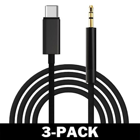 2M Stilren USB-C till AUX 3.5mm Kabel Svart