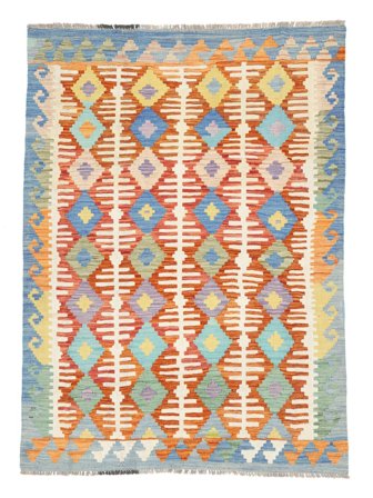Hand Woven Kilim Afghan Old Style Rug 157X198 Wool Orange/Brown Small