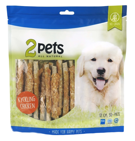 2 pets - Tyggepinne malt kylling 12 cm 30-pakning 400g - Hund - Hundegodbiter & tyggebein - Dental tyggebein & tanntyggebein - ZOO.no