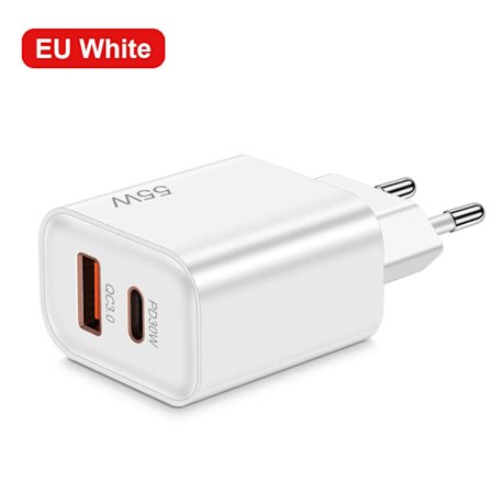 55W USB Laddare Typ C Snabbladdning För iPhone Samsung Xiaomi Huawei USB C Mobiltelefon Laddare PD Snabbladdare Adapter