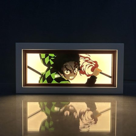 Demon Slayer Kamado Tanjirou Anime Figur Lampe - 16 RGB Farveskiftende LED Lys, Soveværelsesindretning & Julegave til Anime Fans