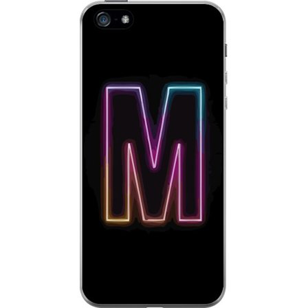 Yhteensopiva Puhelinkuori Apple Apple iPhone 5 Neonkirjain M värinvaihtuva valotehoste mustaa taustaa vasten, moderni minimalistinen typografia vahva