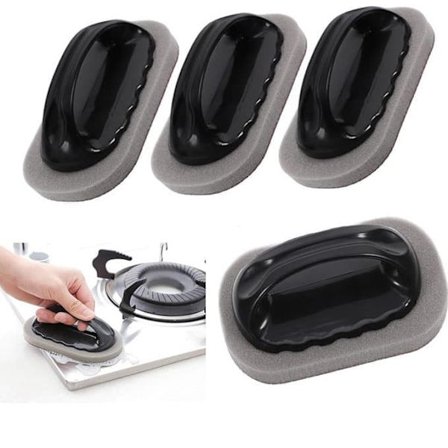 4-pak Skuresvampe med Slibeoverflade – Rustfjerner og Rengøringsbørster til Badeværelse, Gryder, Pander og Vask