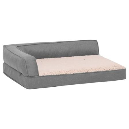 Vidaxl Ergonomisk Hundmadrass 75x53 Cm Linnelook Fleece Grå Grå