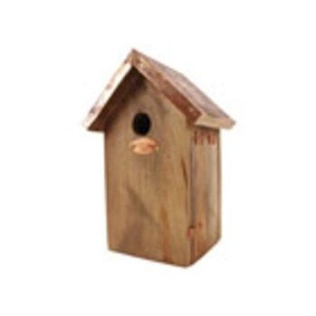 Fågelhus i metall med koppartak Blåmes