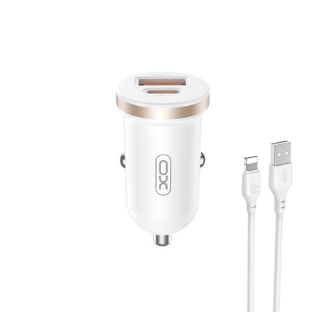 XO billaddare CC56 PD 30W QC 1x USB 1x USB-C vit + USB - C