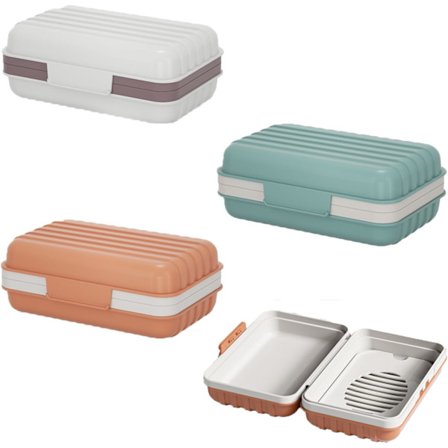 Pieces Bærbar Sæbeholder med Låg, Vandtæt og Forseglet Sæbeholder, Sæbeskål med Aftagelig Dræner, Bærbar Sæbeholder til Hjem, Badeværelse,