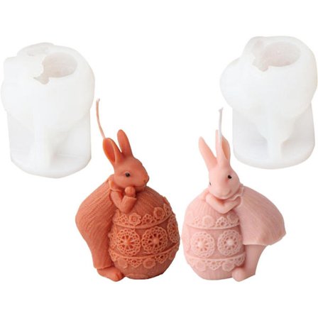 Påskehare Silikonform, 3D Kanin Lysform, Dyre Epoxy Harpiksformer, Silikon Kanin Påskehare Bakeform DIY Støpeform