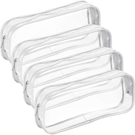 4 st vita klara PVC-pennfodral med stor kapacitet, pennfodral, sminkväska