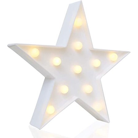 Pentagrammi-valokyltti - 27 cm korkea, lämmin valkoinen LED-valo - olohuone