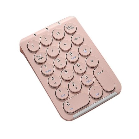 Trådlöst numeriskt tangentbord Bluetooth numerisk knappsats runda tangenter Numpad 22 tangenter uppladdningsbart numeriskt tangentbord (Rosa)