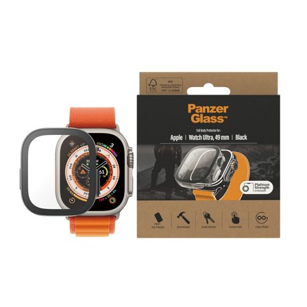 Panzer Full Body Apple Watch Ultra 2 | 49mm Black Screen Protector PanzerGlass - High quality tempered glass screen protector