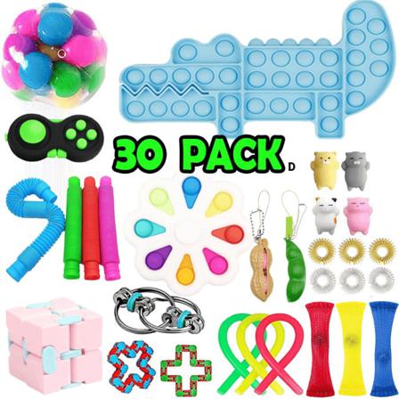 30 Pack Fidget Toy Set Pop It Sensory Toy För Vuxna & Barn (d) Multifärg