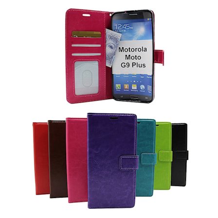 Crazy Horse Wallet Motorola Moto G9 Plus (Svart)