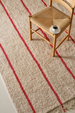 Jotex - Bomullsteppe 200x300 Cm Bomull/Bomull Naturhvit/rød JASMINE - Kjøp Bomulls- & filleryer hos Jotex