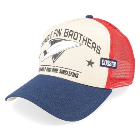 Coastal - Beige trucker Keps - Single Fin Brothers Beige/Navy/Red Trucker @ Hatstore