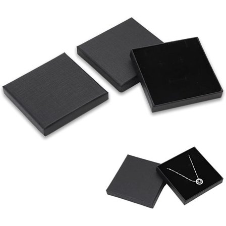 (Svart) Smykkegaveeske, 2 stk tom gaveeske, 8 x 8 x 1,5 cm, liten gaveeske for halskjede, øredobber, ring, herre- og dameklær