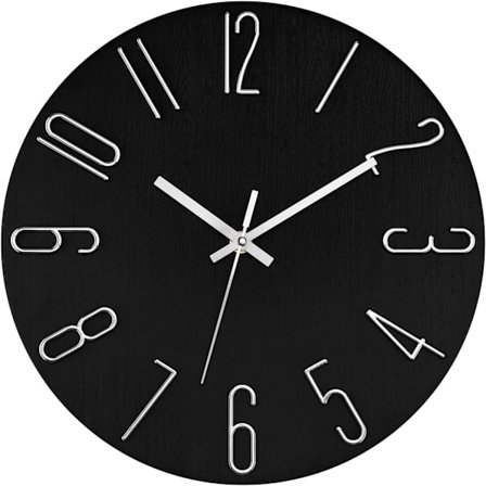 12 tuuman seinäkello hiljainen ei-napsahtava paristokäyttöinen moderni minimalistinen seinäkello sisustus makuuhuone keittiö toimisto koulu (musta 